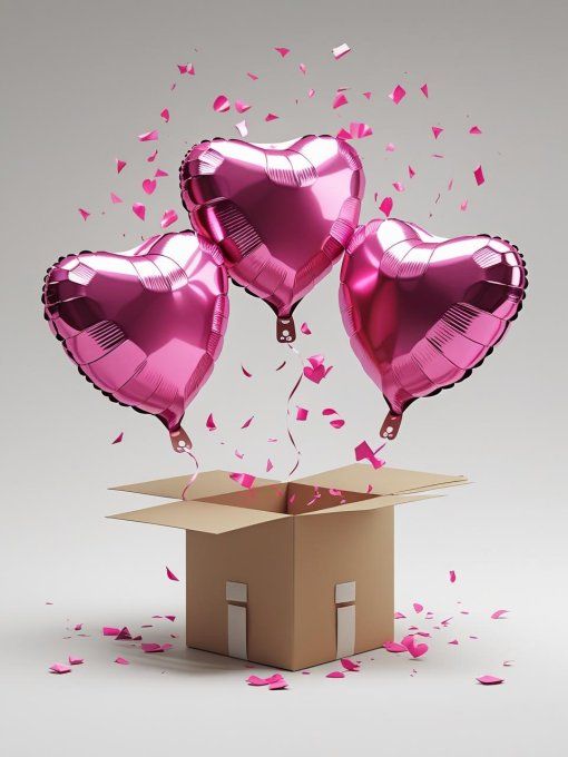 BOX BOUQUET DE 3 BALLONS + MESSAGE PERSONNALISE