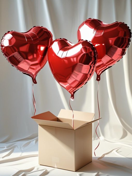 BOX BOUQUET DE 3 BALLONS + MESSAGE PERSONNALISE 
