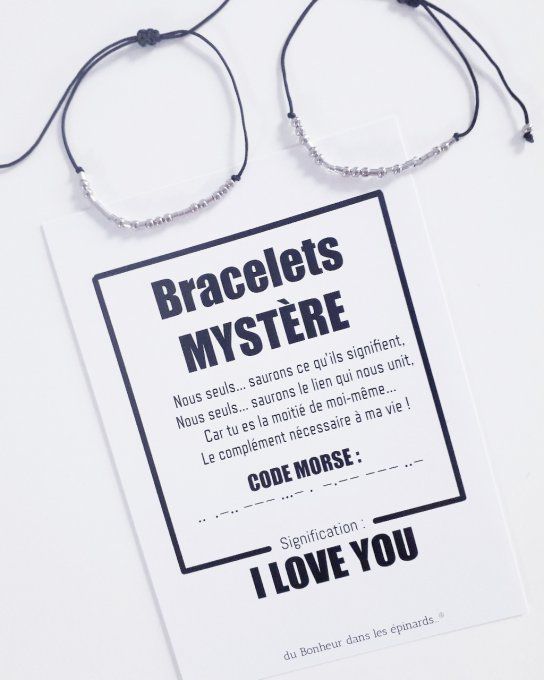 CARTE I LOVE YOU + 2 BRACELETS MORSE - R24