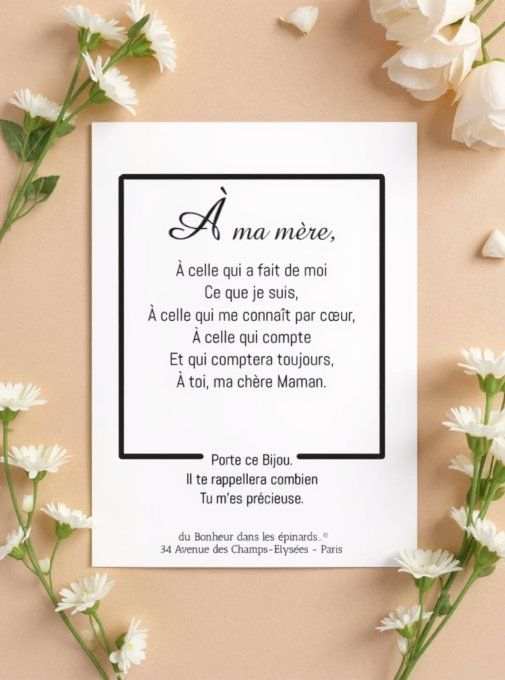 CARTE A MA MERE + BRACELET 7 PIERRES - F41