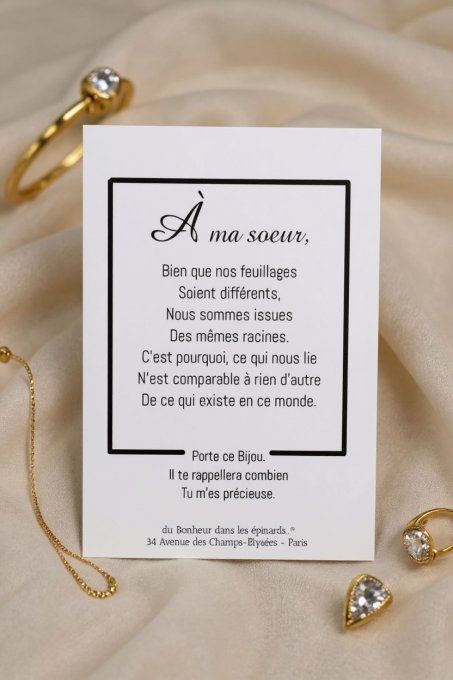 CARTE A MA SOEUR + BRACELET MAILLONS - doré ou argenté - F47 