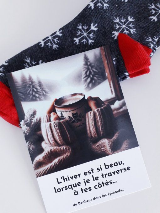 CARTE AMOUR EN HIVER + CHAUSETTES HOMME