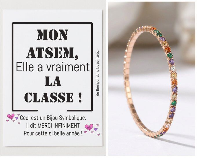 CARTE ATSEM + BRACELET CRISTAUX - D16
