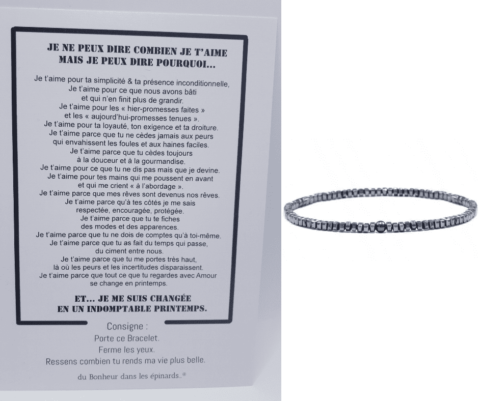 CARTE JE NE PEUX DIRE COMBIEN JE T'AIME + 1 BRACELET POUR LUI - R50