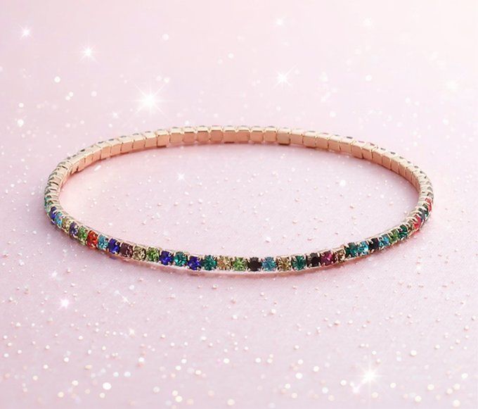 CARTE A MON AMIE + BRACELET STRASS MULTICOLORES - F50