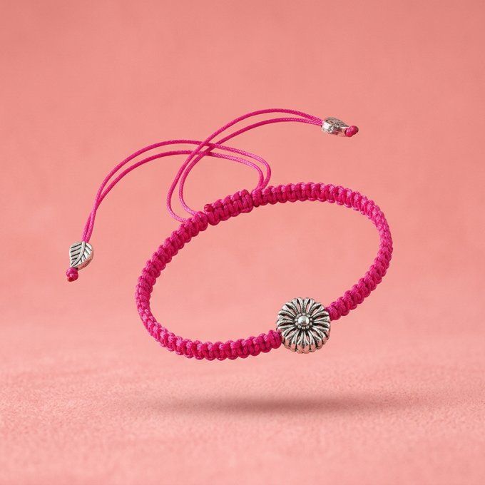 CARTE MERCI MAITRESSE + BRACELET JOLIE FLEUR - ROSE