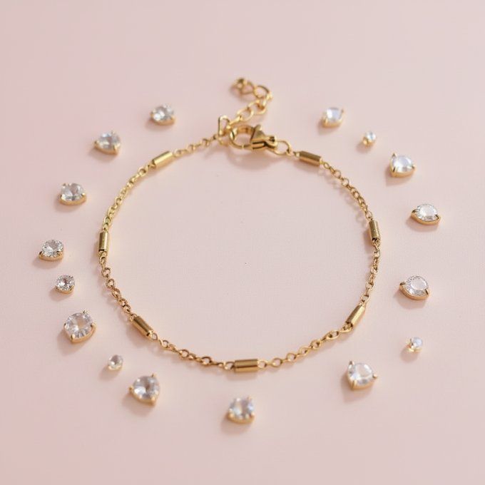 CARTE A MA GRAND-MERE + BRACELET PERLES TUBULAIRES doré ou argenté - F43 