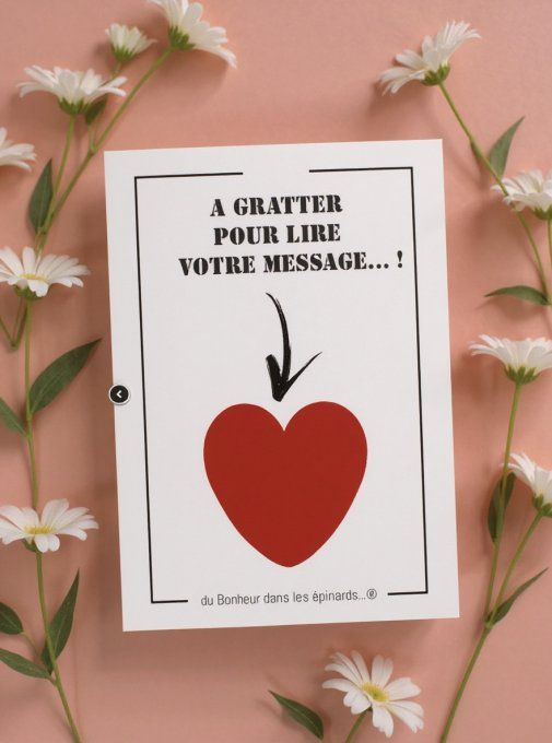 CARTE A GRATTER PERSONNALISEE COEUR - coloris au choix