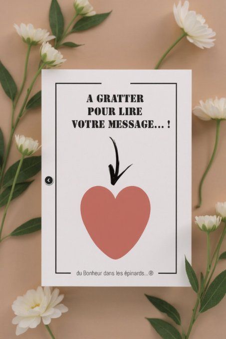 CARTE A GRATTER PERSONNALISEE COEUR - coloris au choix