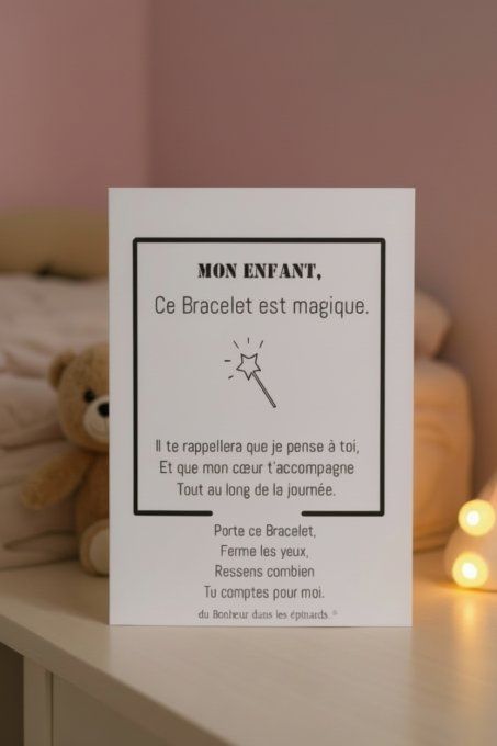 CARTE + LE BRACELET IMPERDABLE - MON ENFANT - D13 (de 1 à 10 Bracelets)