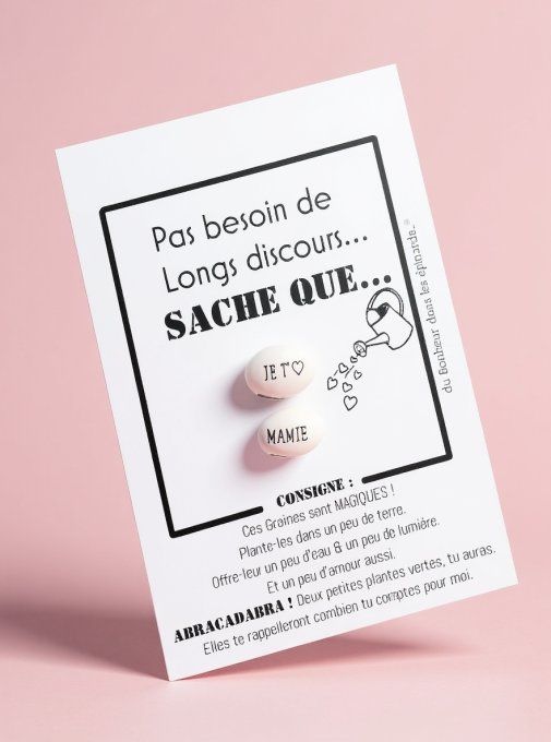 CARTE + 2 GRAINES MAGIQUES "JE T'AIME MAMIE" - F31