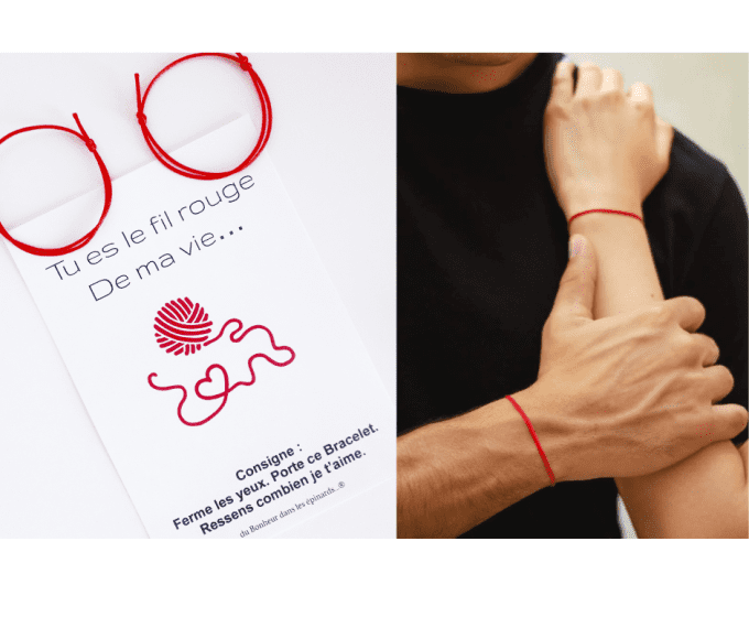 CARTE TU ES LE FIL ROUGE DE MA VIE + 2 BRACELETS - R01 