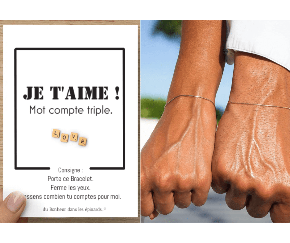 CARTE + 2 BRACELETS - MOT COMPTE TRIPLE - R17