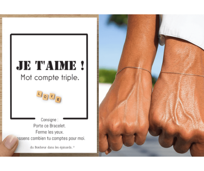 CARTE + 2 BRACELETS - MOT COMPTE TRIPLE - R17