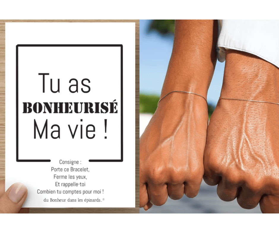 CARTE + 2 BRACELETS - TU AS BONHEURISE MA VIE - R43