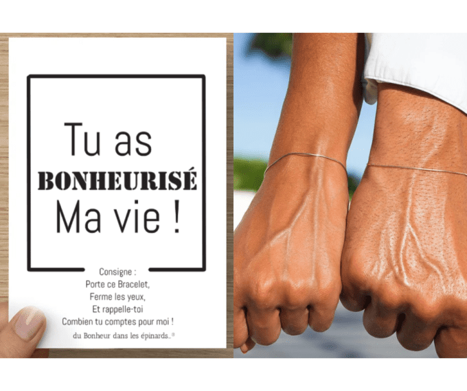 CARTE + 2 BRACELETS - TU AS BONHEURISE MA VIE - R43