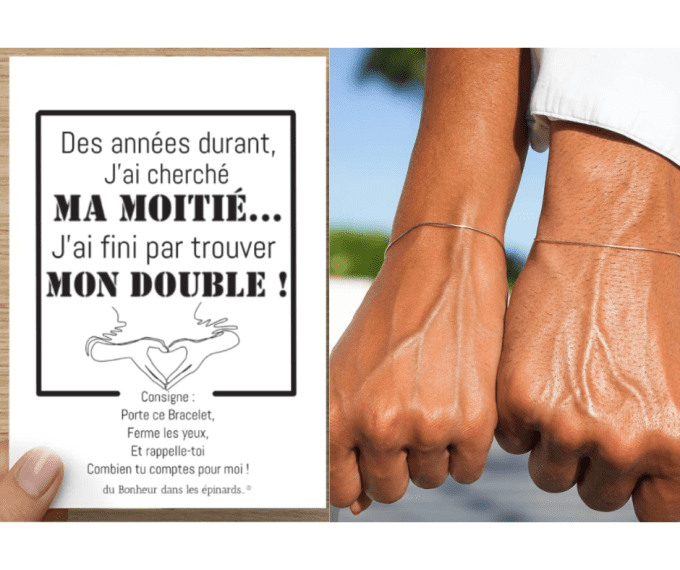 CARTE + 2 BRACELETS - MOITIE DOUBLE - R42
