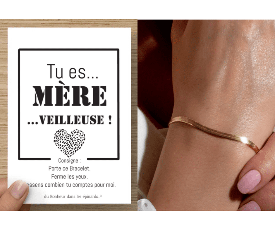CARTE MERE-VEILLEUSE + 1 BRACELET SERPENTINE -F06 