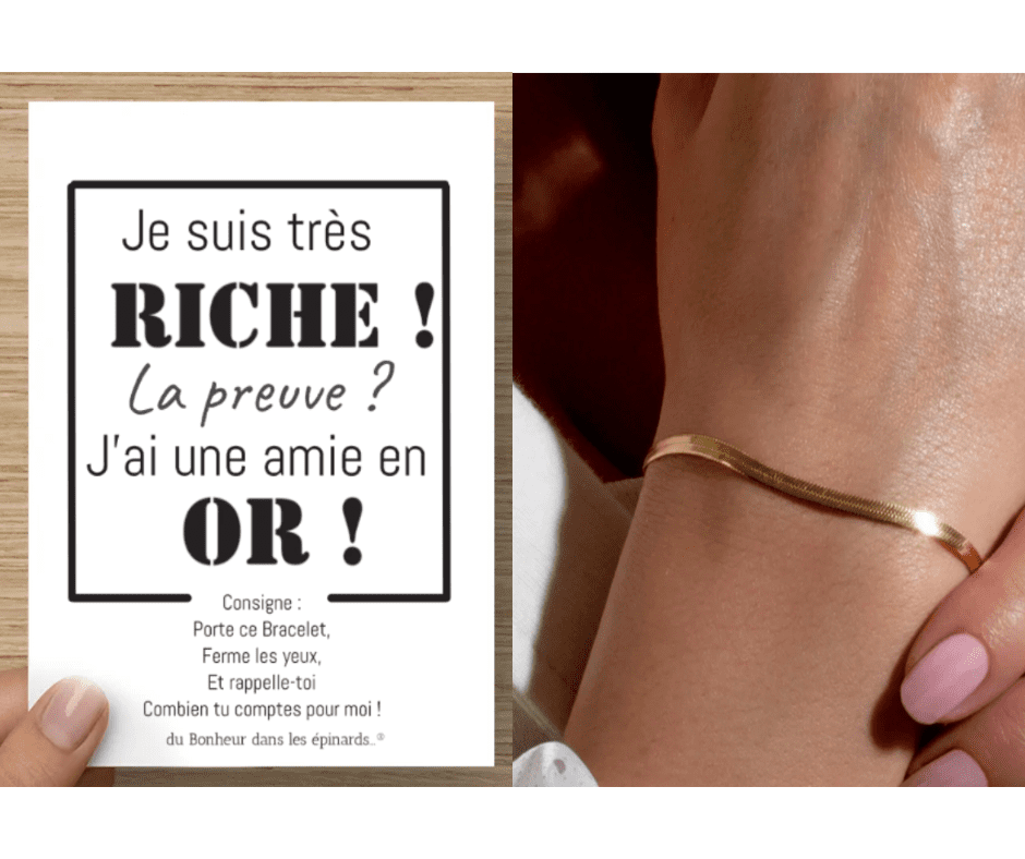 CARTE UNE AMIE EN OR + 1 BRACELET SERPENTINE - S12