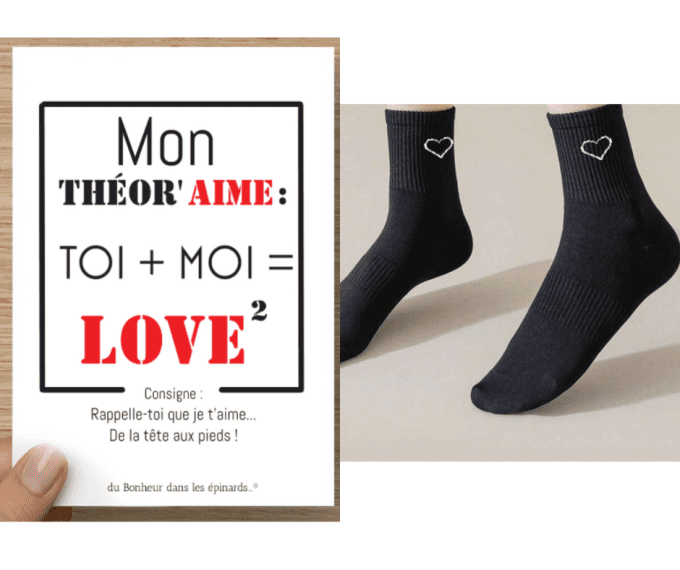 CARTE THEOR'AIME+ 1 PAIRE DE CHOU'SSETTES COEUR -  HOMME - R46