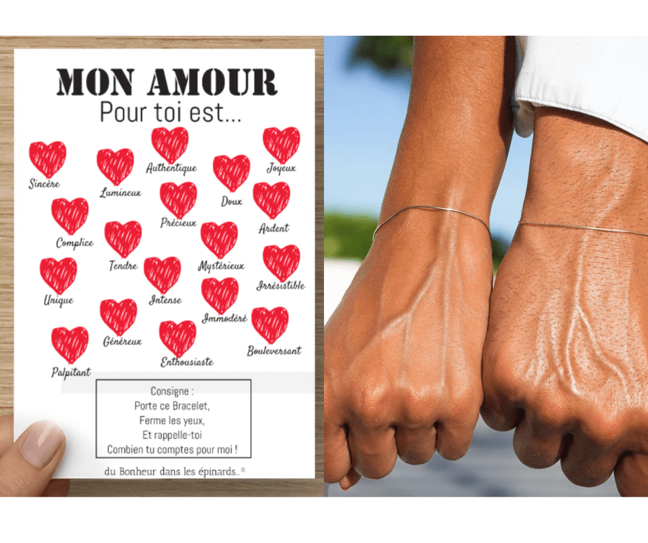 CARTE + 2 BRACELETS - MON AMOUR POUR TOI - R02