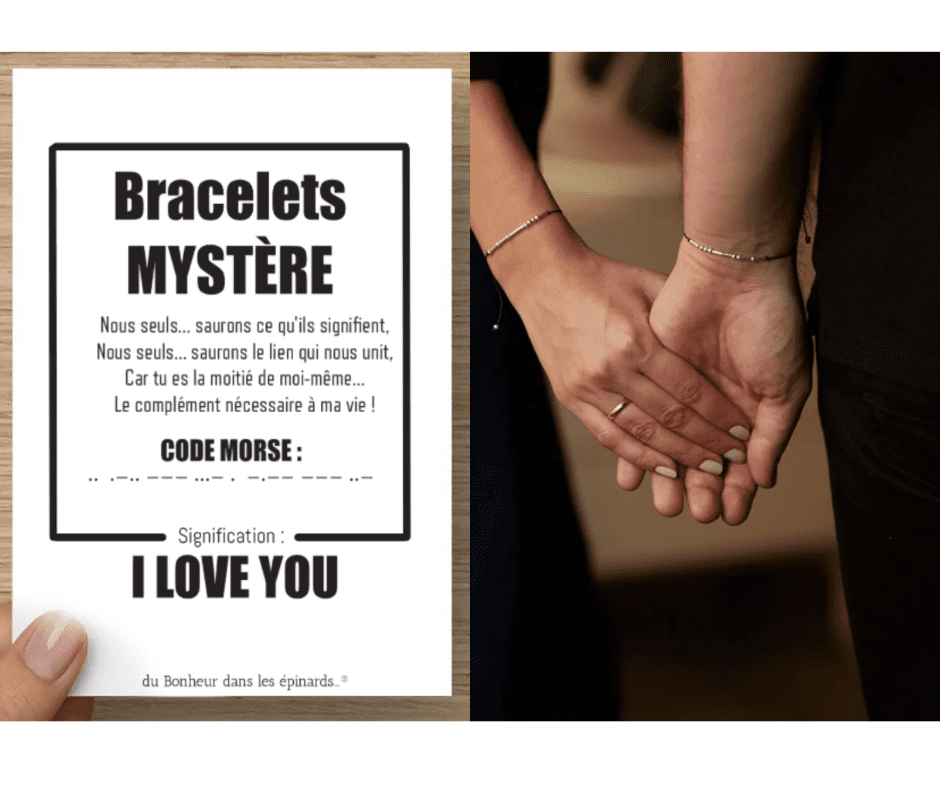 CARTE I LOVE YOU + 2 BRACELETS MORSE - R24