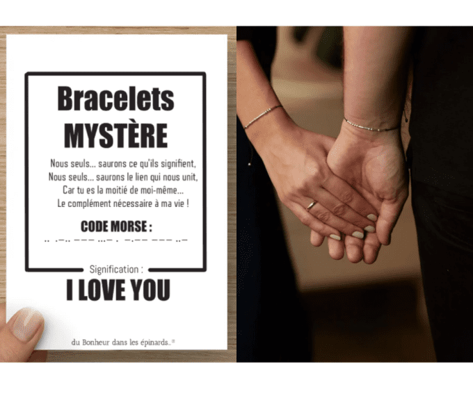 CARTE I LOVE YOU + 2 BRACELETS MORSE - R24
