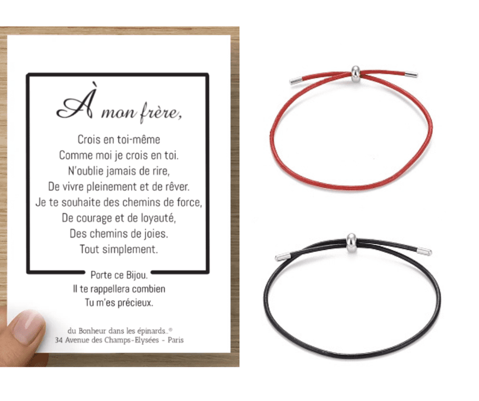CARTE A MON FRERE + BRACELET (coloris au choix) - F46