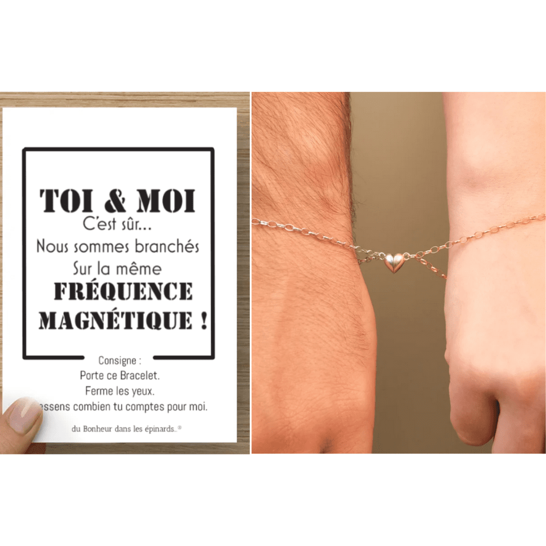 CARTE FRÉQUENCE MAGNÉTIQUE+2 BRACELETS COEUR MAGNETIQUE - R26