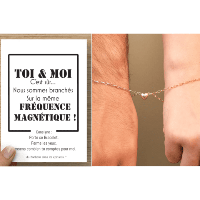 CARTE FRÉQUENCE MAGNÉTIQUE+2 BRACELETS COEUR MAGNETIQUE - R26