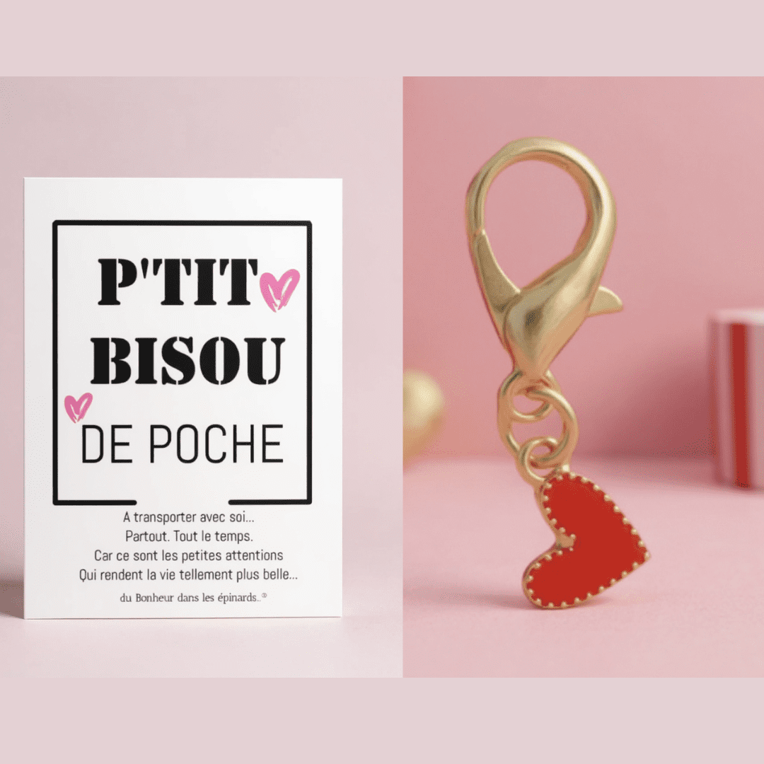 CARTE P'TIT BISOU DE POCHE + MINI PORTE CLES - A20