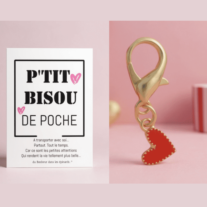 CARTE P'TIT BISOU DE POCHE + MINI PORTE CLES - A20