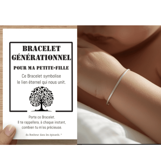 CARTE POUR MA PETITE-FILLE + BRACELET GENERATIONNEL (de 1 à 10 Bracelets) - D19 
