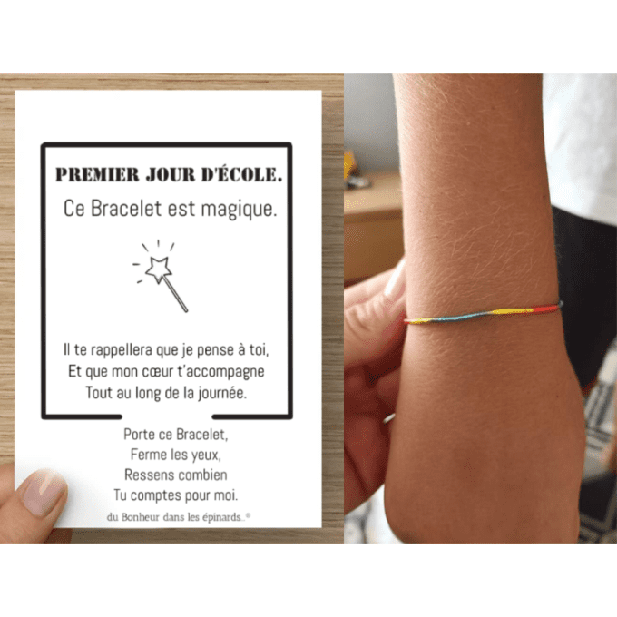 CARTE + LE BRACELET IMPERDABLE - PREMIER JOUR D'ECOLE - (de 1 à 10 Bracelets) 