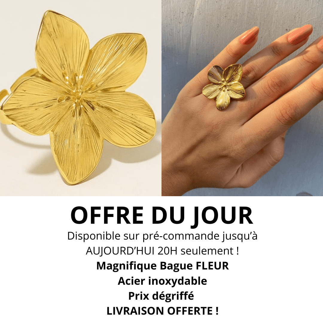 BAGUE FLEUR - acier inoxydable - ajustable