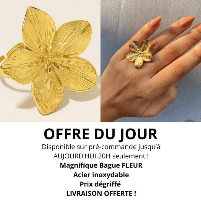 BAGUE FLEUR - acier inoxydable - ajustable