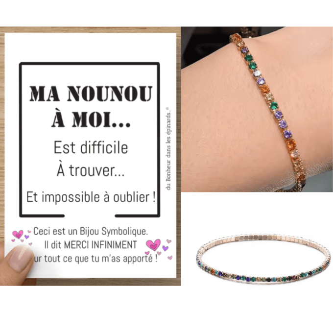 CARTE NOUNOU + BRACELET CRISTAUX