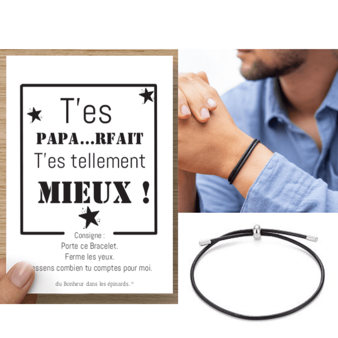 CARTE PAPARFAIT + BRACELET (rouge ou noir) - F04