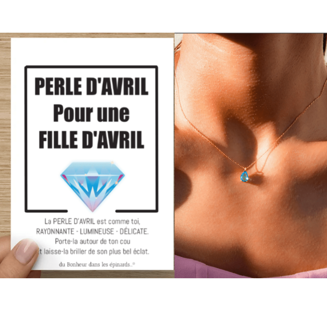 CARTE PERLE D'AVRIL + 1 COLLIER TOPAZE
