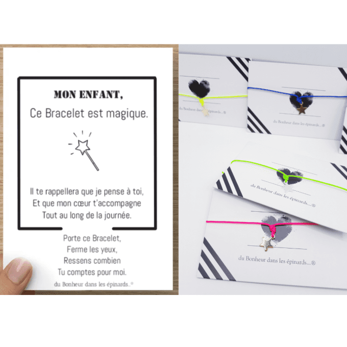 CARTE + 2 à 10 BRACELETS - MON ENFANT -  ETOILE - D13 