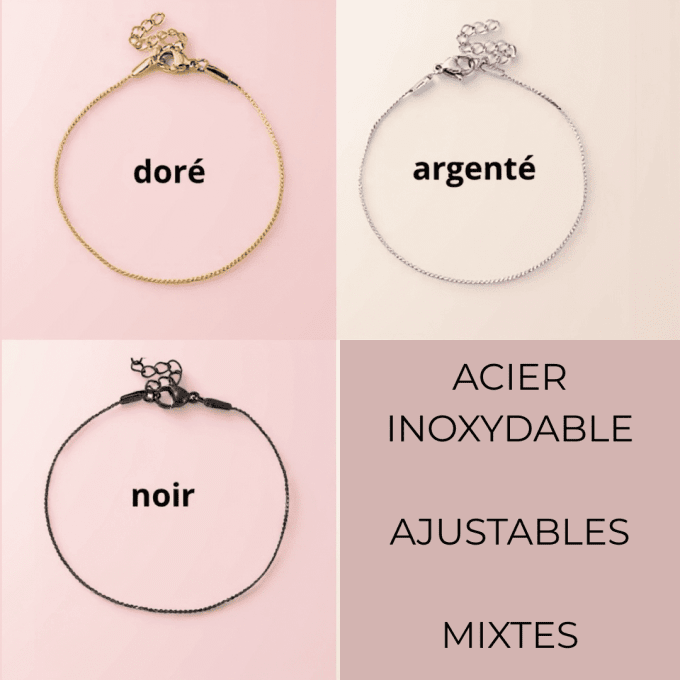 2 BRACELETS DE COUPLE - ACIER INOXYDABLE - COLORIS AU CHOIX