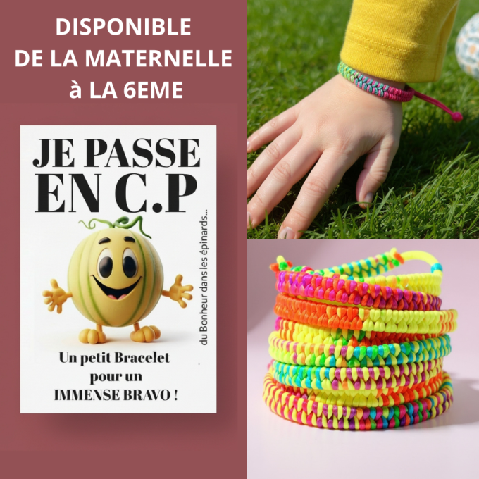 CARTE + LE BRACELET DE REUSSITE MULTICOLORE - DE LA MATERNELLE A LA 6IEME