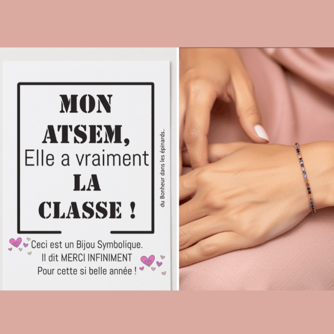 CARTE ATSEM + BRACELET CRISTAUX - D16