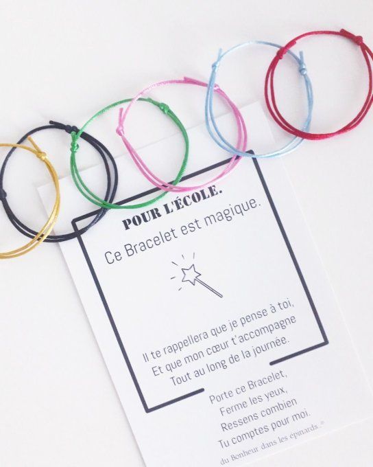 CARTE + 1 DUO BRACELETS PARENT- ENFANT - POUR L'ECOLE - D12-2