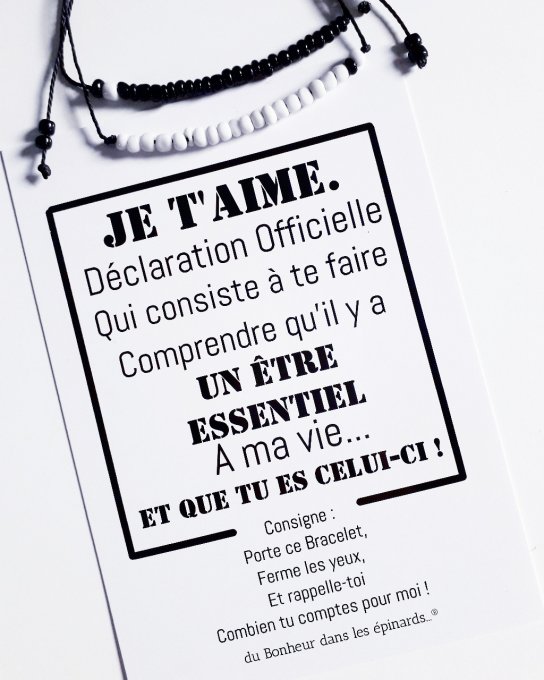 CARTE DECLARATION OFFICIELLE + 2 BRACELETS PETITES PERLES - R41