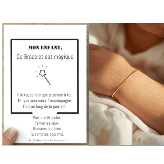 CARTE MON ENFANT + BRACELET SERPENTINE (doré ou argenté) - D13