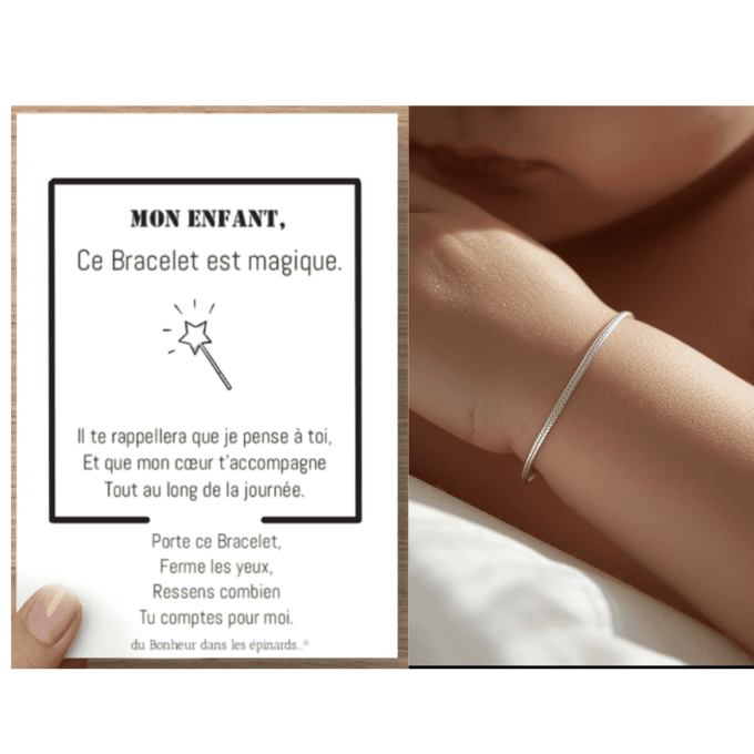 CARTE MON ENFANT + BRACELET SERPENTINE (doré ou argenté) - D13