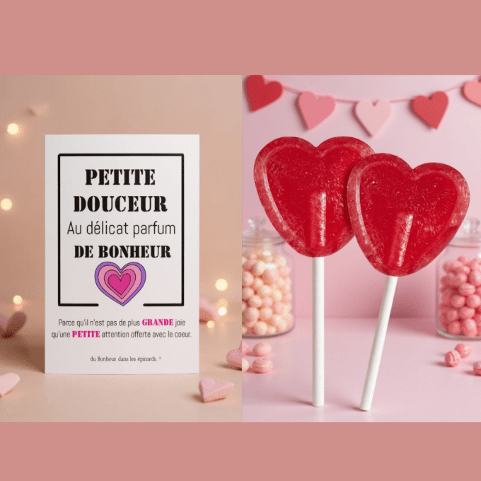 CARTE PETITE DOUCEUR + 2 SUCETTES COEURS- S29