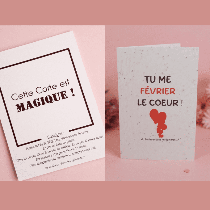CARTE MAGIQUE A PLANTER - TU ME FEVRIER LE COEUR- N26