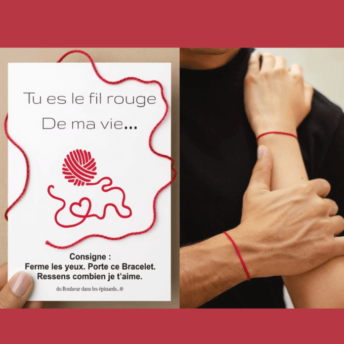 CARTE TU ES LE FIL ROUGE DE MA VIE + 2 BRACELETS - R01 